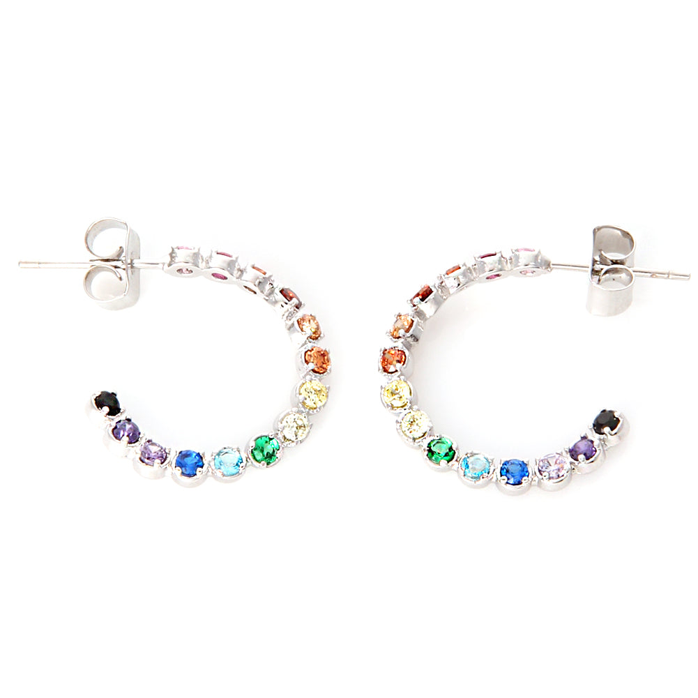 Sterling Silver Crystal Rainbow Stud Earrings | Lisa Angel